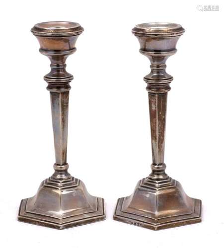 A pair of Elizabeth II silver candlesticks, maker Sanders &a...