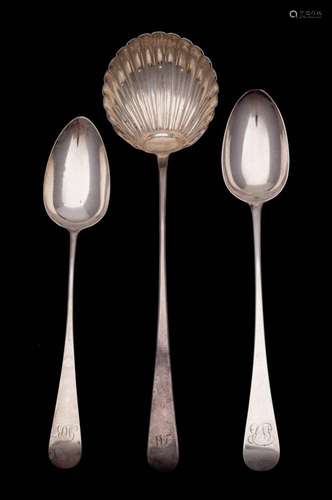 A George III silver Old English pattern serving spoon, maker...