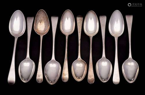 A set of four George III silver Old English pattern dessert ...