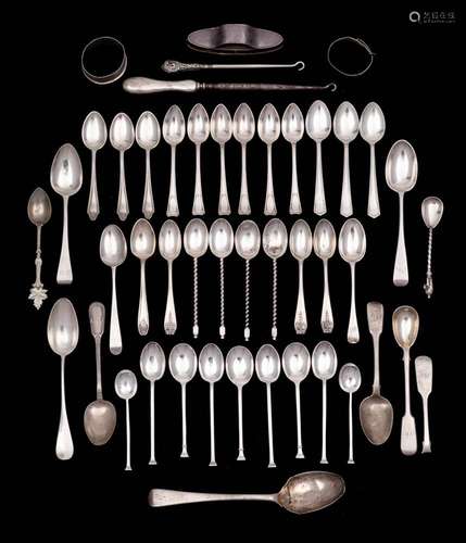 A mixed collection of silver teaspoons, various makers and d...