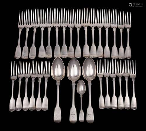 A matched Fiddle pattern part flatware service,