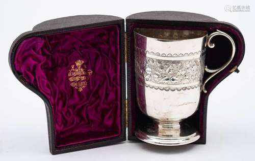 A Victorian silver christening mug, maker Elkington & Co...