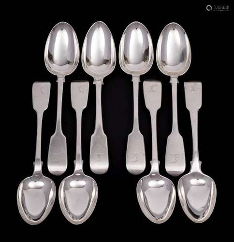 A set of six Victorian fiddle pattern tablespoons, maker Eli...