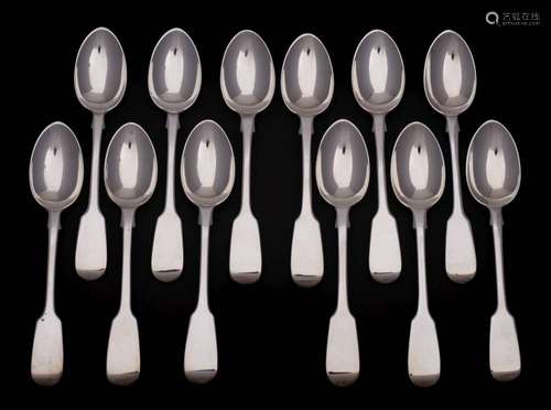 A twelve Victorian silver Fiddle pattern teaspoons, maker Ch...