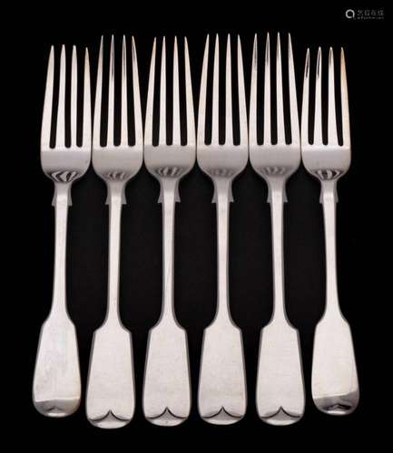 A set of four George VI silver Fiddle pattern dessert forks,...