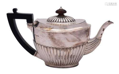 A Victorian silver teapot, maker Martin, Hall & Co, Lond...