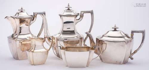 A silver plated five piece tea and coffee service: of rectan...