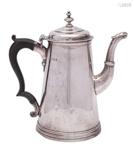 A George V silver coffee pot, maker C J Vander, London, 1921...