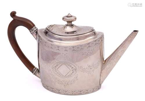 A George III silver teapot, maker Charles Hougham, London, 1...