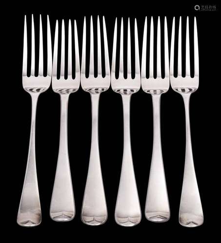 Six assorted silver Old English pattern table forks, various...