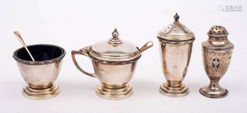 An Elizabeth II silver three-piece condiment set, maker Jose...