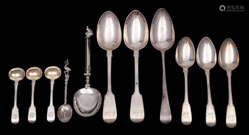 A mixed lot of silver flatwares, various makers and dates: m...