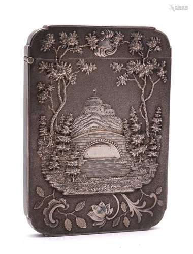 A mid 19th Century American coin silver card case, maker Leo...