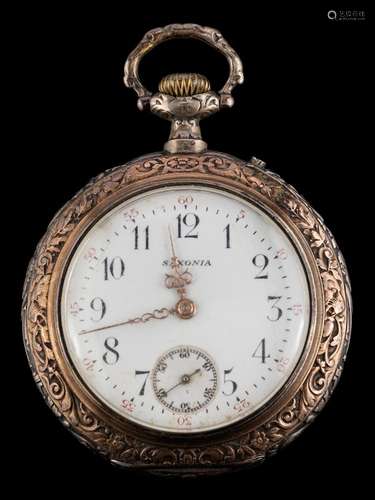 A German open-faced pocket watch by Saxonia,: circa 1900, th...