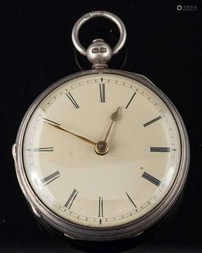 A silver open-faced key-wound pocket watch: having a plain b...