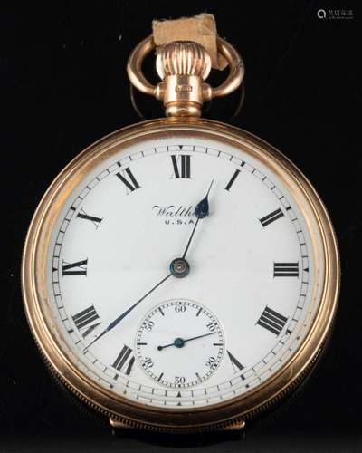 Waltham USA, a 9ct gold open-faced keyless pocket watch: the...