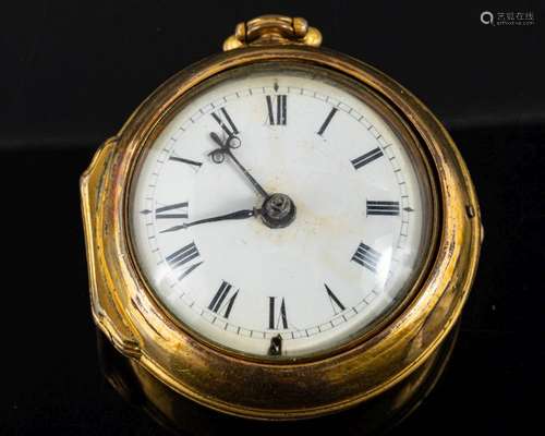 A gilt-metal pair-cased pocket watch: the fusee movement hav...