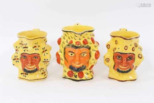 Set of three early 19th century Staffordshire canary yellow ...