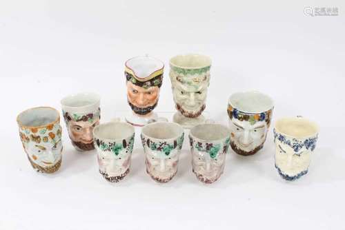 Group of nine 18th and early 19th century Staffordshire Saty...