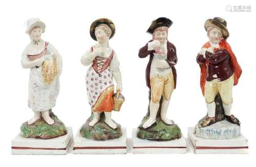 Set of four Staffordshire Pearlware-glazed figures, early 19...