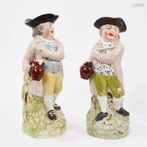 Two Pearlware-glazed Hearty Good Fellow Toby jugs