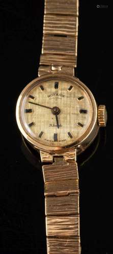 A 9ct gold rotary wristwatch:, the dial with baton markers t...