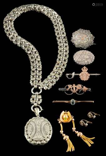 A small group of jewellery,: to include a pair of diamond ea...