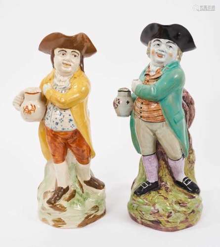 Two Pearlware-glazed Hearty Good Fellow Toby jugs