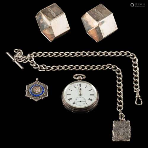 A silver pocket watch by J.W.