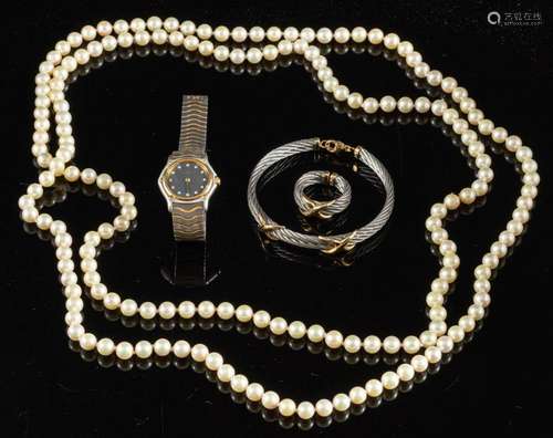 A cultured pearl necklace,: the 7mm uniform cultured pearls ...