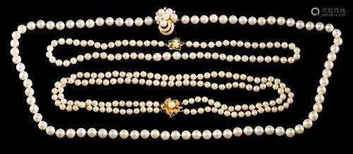 A cultured pearl and diamond necklace,