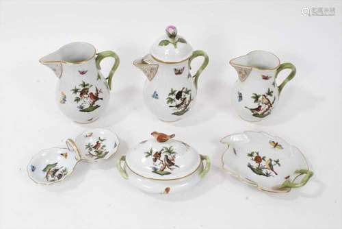 Group of Herend porcelain, including three jugs, a small tur...