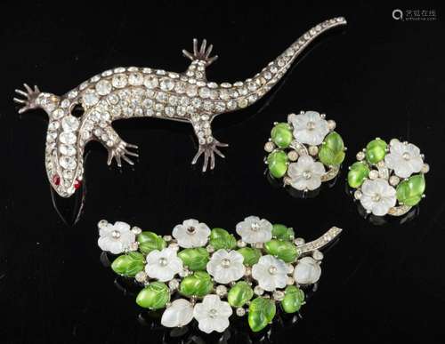 A silver salamander brooch by Butler and Wilson,: set with c...