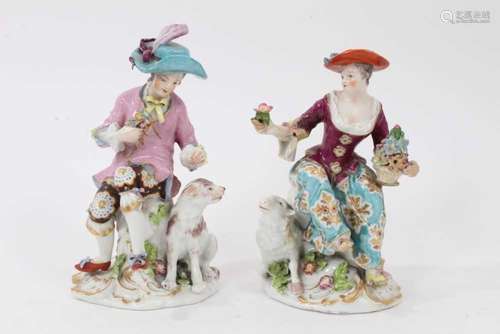 A pair of Continental porcelain figures, in 18th century sty...