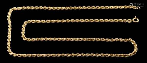 An 18 carat gold ropetwist necklace,: with a ring bolt clasp...