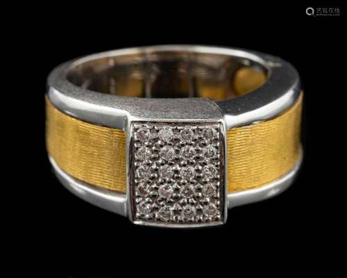 A Portuguese gold and diamond ring,: the central rectangular...