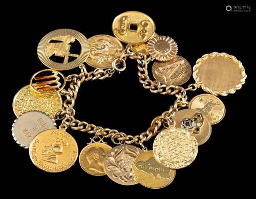 A charm bracelet,: the curb link bracelet with various charm...