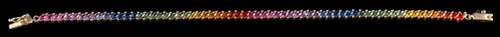 A 9 carat gold multi colour sapphire bracelet,