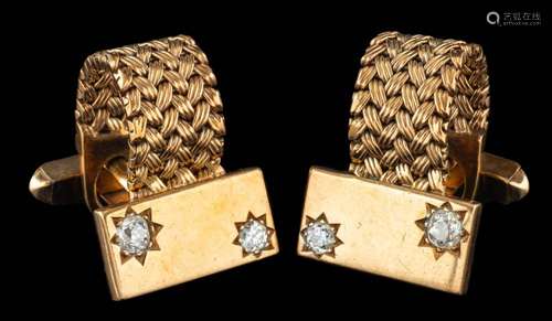 A pair of 9 carat gold and diamond cufflinks,