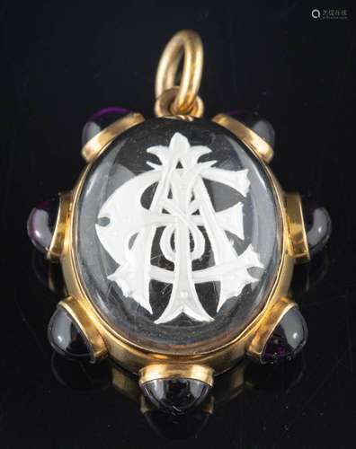 A late 19th century intaglio pendant,