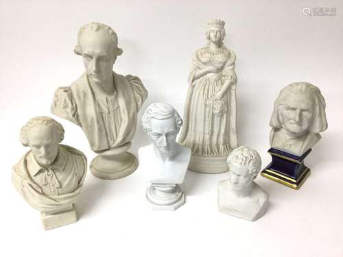 Group of Parian busts and figures