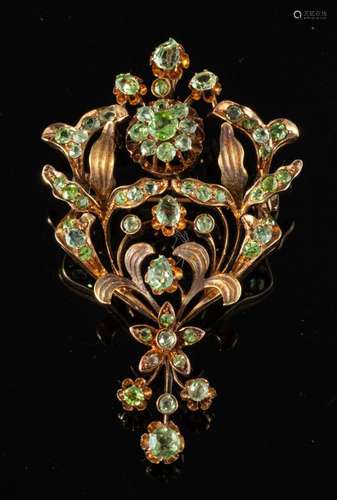 A late 19th century Russian demantoid garnet brooch/pendant,...