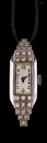 A 1920s platinum and diamond cocktail watch,