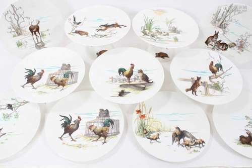 Unusual dinner service decorated with scenes from Aesops fab...