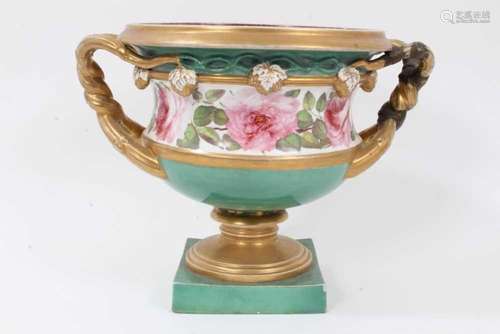 Large English porcelain urn-type vase, early to mid 19th cen...