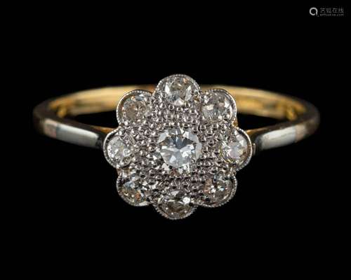 A diamond cluster ring,: set with brilliant cut diamonds, st...