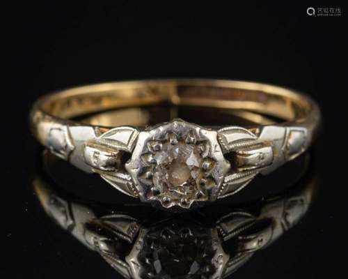 A diamond single stone ring,: set with an old cut diamond, s...