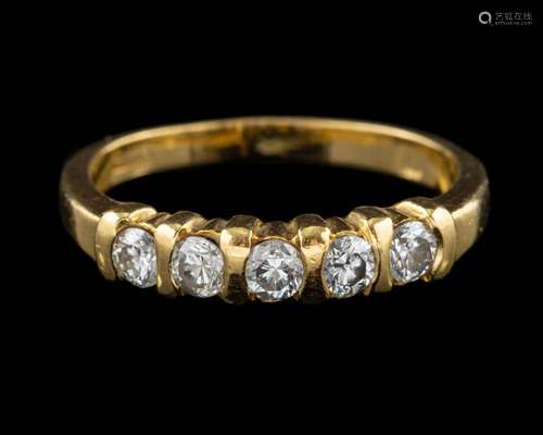 An 18 carat gold and diamond ring,: set with five brilliant ...