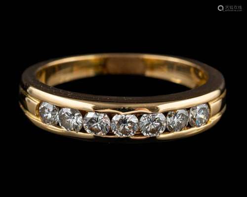 A diamond half eternity ring,: set with seven brilliant cut ...