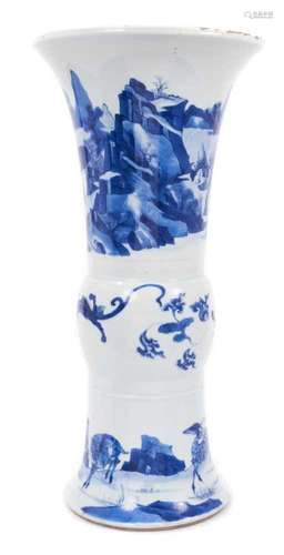 Chinese blue and white beaker vase, Kangxi (1662-1722)